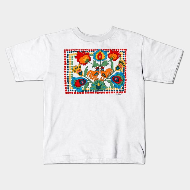 Mexi-Roosters Kids T-Shirt by kschowe